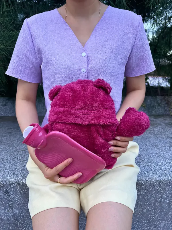 Cozy up with the Plush Box  Lotso cuddle heating pad, a plush companion designed for soothing period cramps and providing gentle period pain relief with warmth